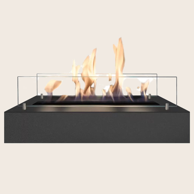 British Fires Bio Bruciatore Bioetanolo 57,5x20 Cm Nero in naturale accesa in soggiorno, fiamma visibile attraverso il...