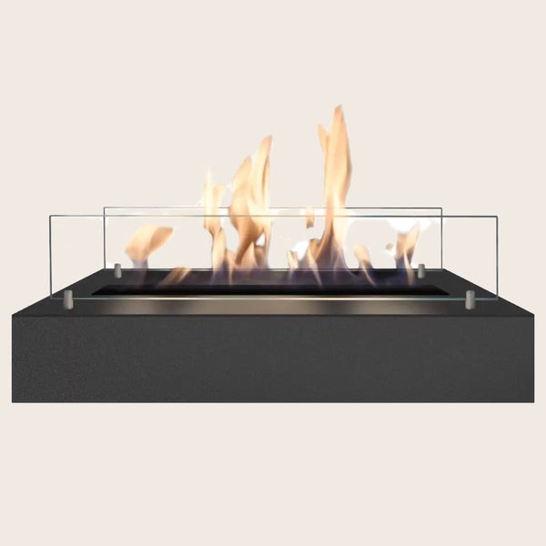 British Fires Bio Bruciatore Bioetanolo 57,5x20 Cm Nero in naturale accesa in soggiorno, fiamma visibile attraverso il...