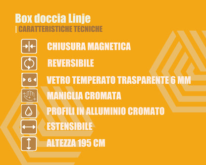 Box doccia 70x100 battente vetro temperato 6 mm 195 H cromo Linje