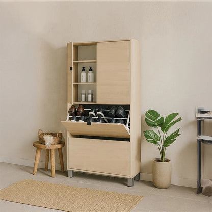Capri scarpiera doppia 76x30 con ante e ribalte H 155 olmo perla