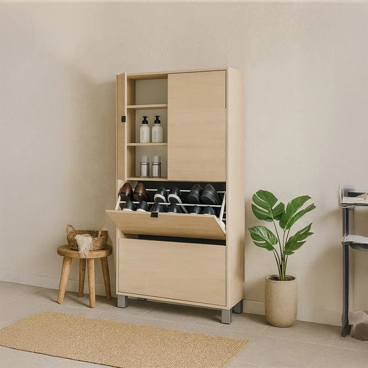Capri scarpiera doppia 76x30 con ante e ribalte H 155 olmo perla