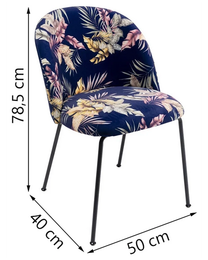 Cecil Flower sedia design fantasia con gambe in acciaio nero