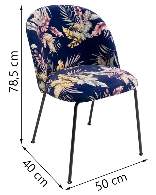 Cecil Flower sedia design fantasia con gambe in acciaio nero