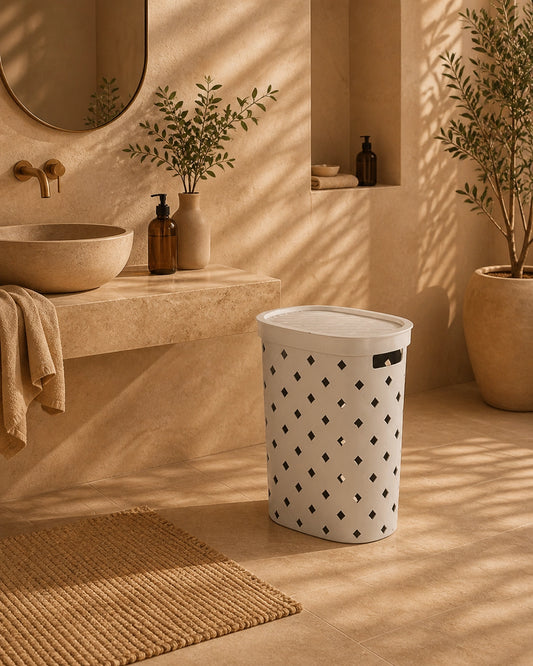 Cesto portabiancheria in plastica bianco Fiber