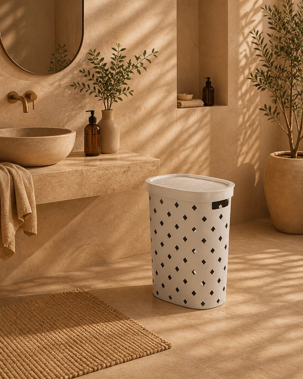 Cesto portabiancheria in plastica bianco Fiber