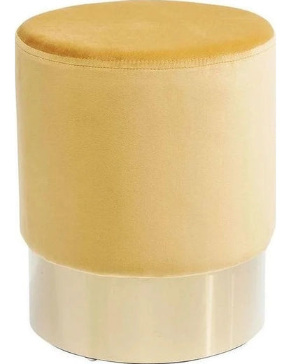 Cherry pouf sgabello effetto velluto arancio giallo con fascia ottone