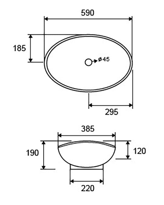 Ciotola 59x38,5 Da Appoggio In Porcellana Bianca New Line O3