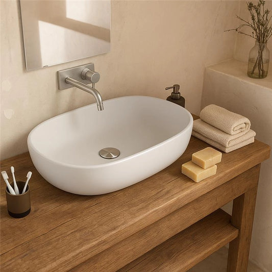 Ciotola 59x41 lavabo in ceramica bianco opaco