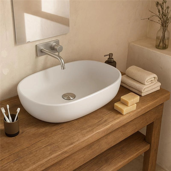 Ciotola 59x41 lavabo in ceramica bianco opaco