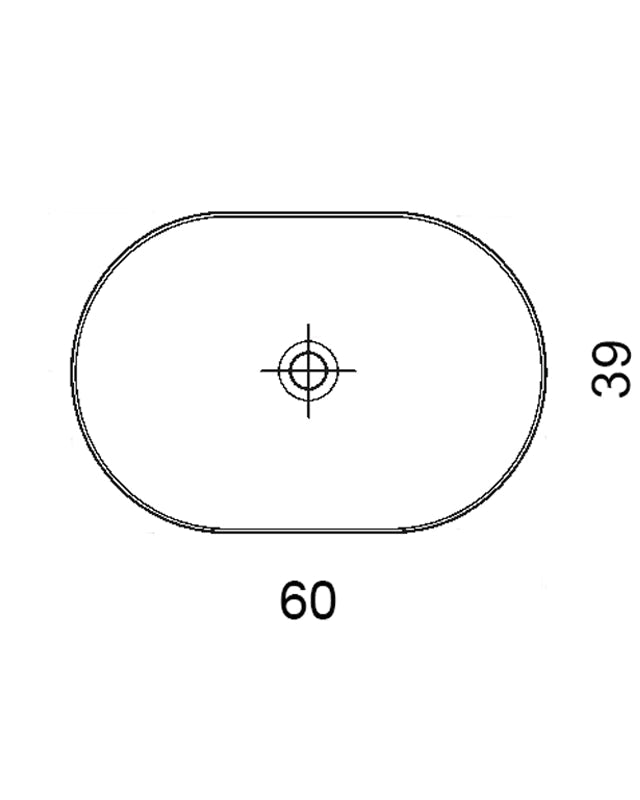 Ciotola 60x39 da appoggio in ceramica bianco opaco, vista laterale del profilo e della forma - Exagonshop