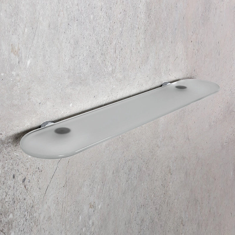 Colombo Basic Mensola 60 cm cromo in vetro acidato e lucido installato in bagno moderno con ante in vetro temperato...