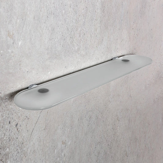 Colombo Basic Mensola 60 cm cromo in vetro acidato e lucido installato in bagno moderno con ante in vetro temperato...
