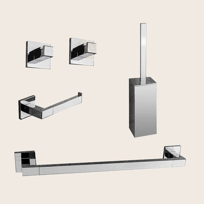 Colombo BasicQ Set accessori bagno portasciugamani cromo 5pz in lucido montato a parete, vista del design e della...