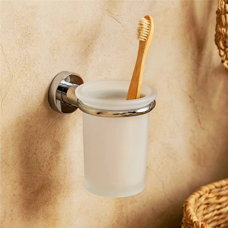 Colombo Basic b2702 bicchiere portaspazzolini in Vetro in vetro acidato e naturale montato a parete, vista del design e...