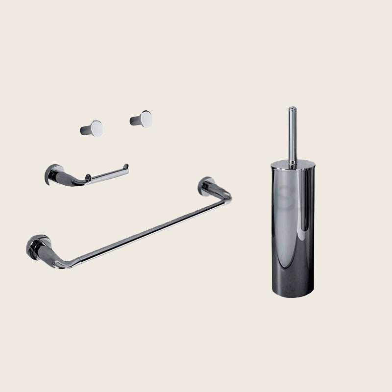 Colombo Basic set accessori bagno portasciugamani 5pz Cromo in lucido montato a parete, vista del design e della finitura...