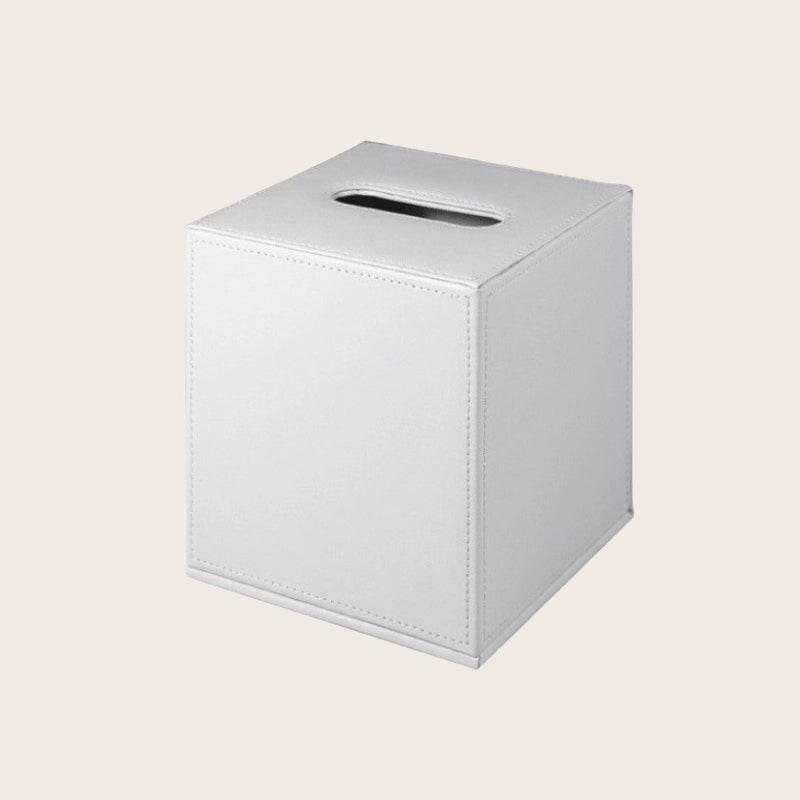Colombo Black&White Porta Fazzoletti in Ecopelle Bianco montato a parete, vista del design e della finitura - Colombo Design