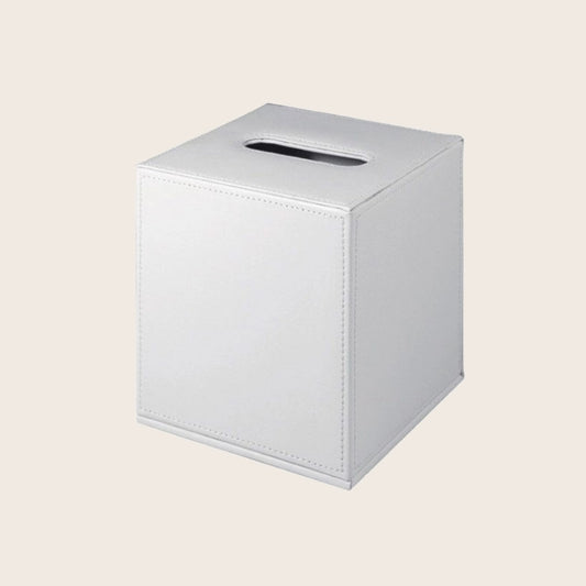 Colombo Black&White Porta Fazzoletti in Ecopelle Bianco montato a parete, vista del design e della finitura - Colombo Design