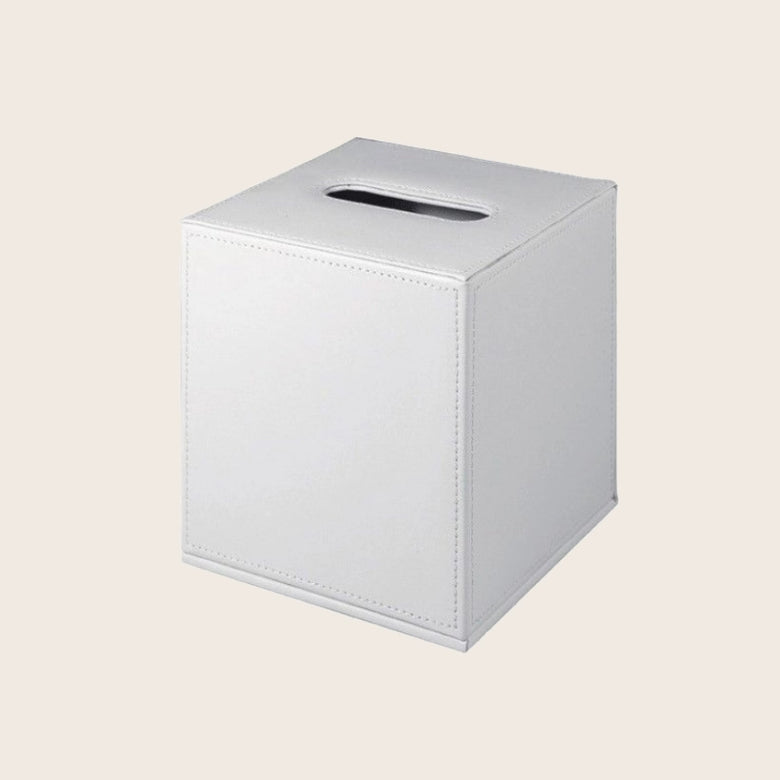 Colombo Black&White Porta Fazzoletti in Ecopelle Bianco montato a parete, vista del design e della finitura - Colombo Design