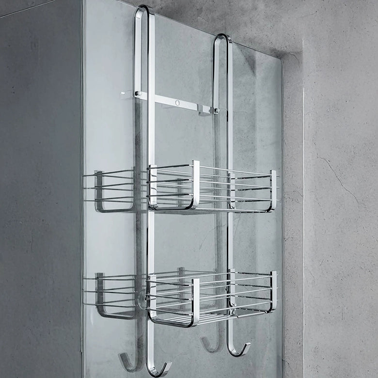 Colombo Cavalletto vetro Doccia portasapone Universale Cromo installato in bagno moderno con ante in vetro temperato...