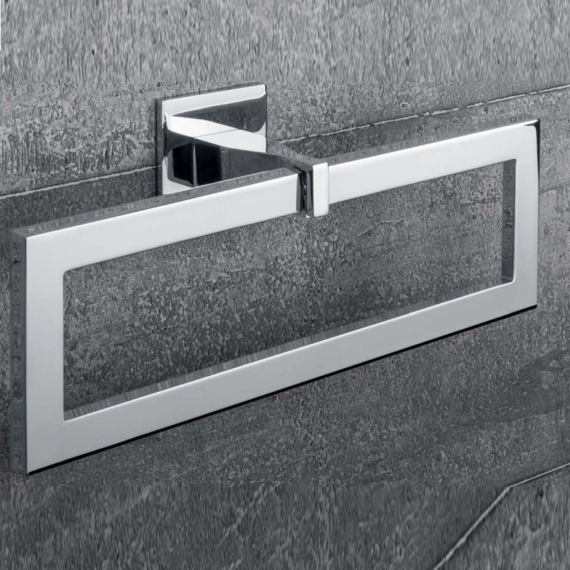 Colombo Forever Portasciugamani Ad Anello cromo b2931 montato a parete, vista del design e della finitura - Colombo Design