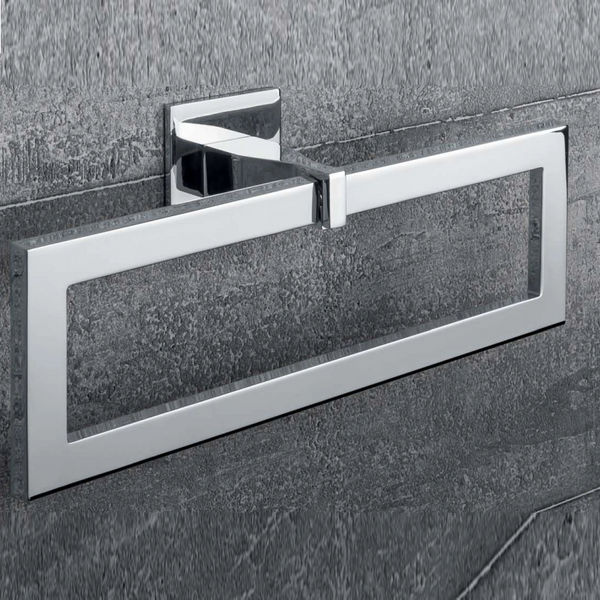 Colombo Forever Portasciugamani Ad Anello cromo b2931 montato a parete, vista del design e della finitura - Colombo Design