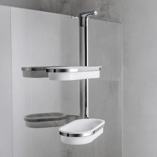 Colombo Gipsy portasapone Per vetro Doccia bianco cromo Cromo Bianco in cromato installato in bagno moderno con ante in...