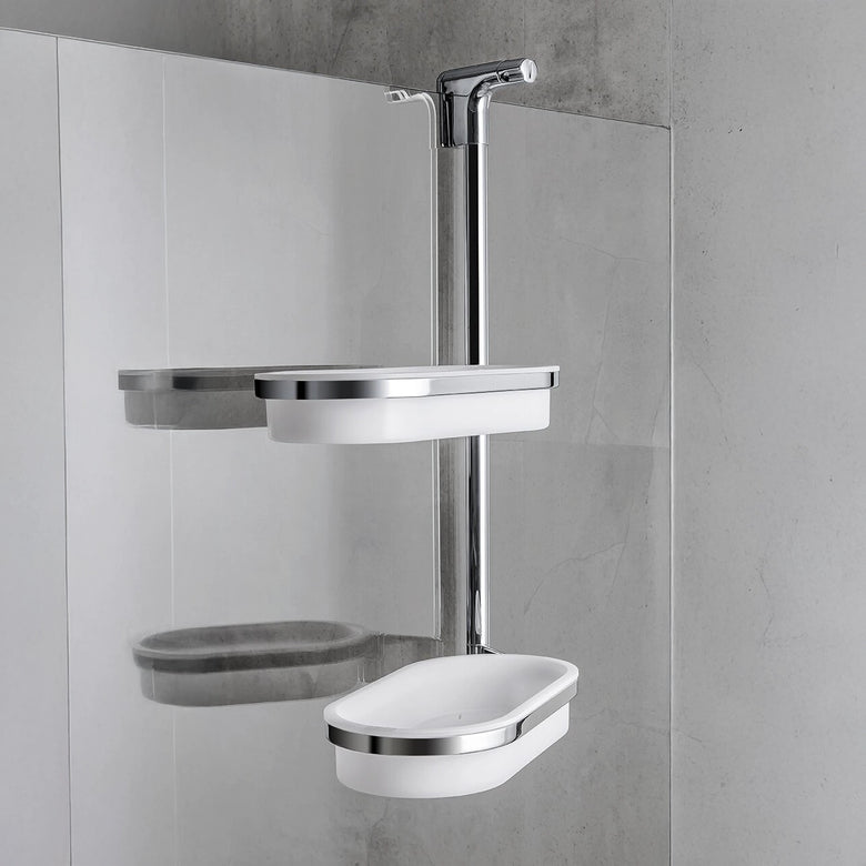 Colombo Gipsy portasapone Per vetro Doccia bianco cromo Cromo Bianco in cromato installato in bagno moderno con ante in...