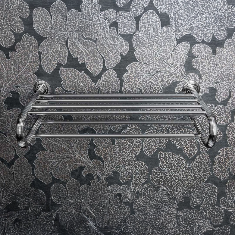 Colombo Hermitage rack portasciugamani 56 cm cromo b3387 montato a parete, vista del design e della finitura - Colombo Design