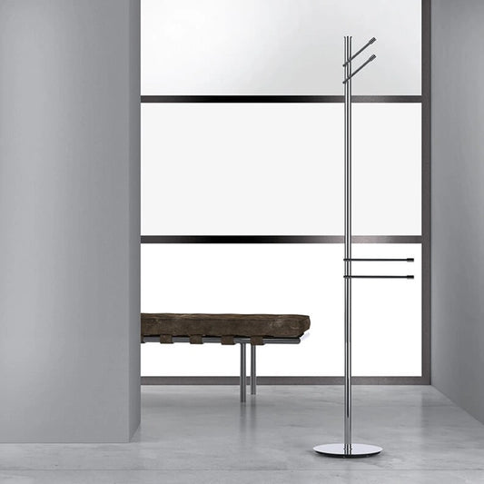 Colombo Isole Piantana accappatoio portasciugamani cromo in ottone e lucido montato a parete, vista del design e della...