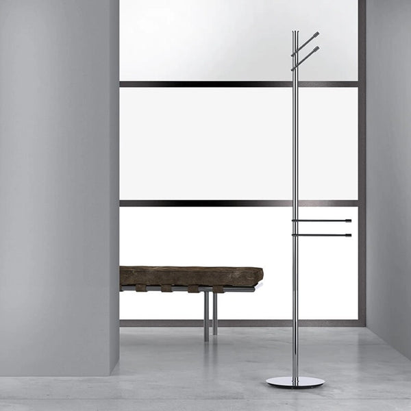 Colombo Isole Piantana accappatoio portasciugamani cromo in ottone e lucido montato a parete, vista del design e della...