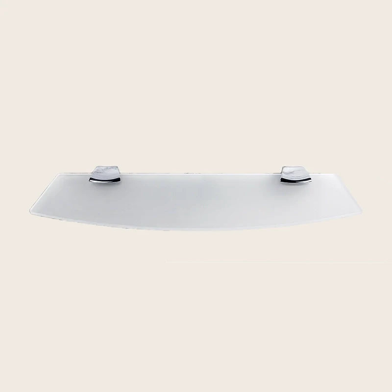 Colombo Land Mensola bagno 60 cm in Vetro cromo in vetro acidato e naturale installato in bagno moderno con ante in vetro...