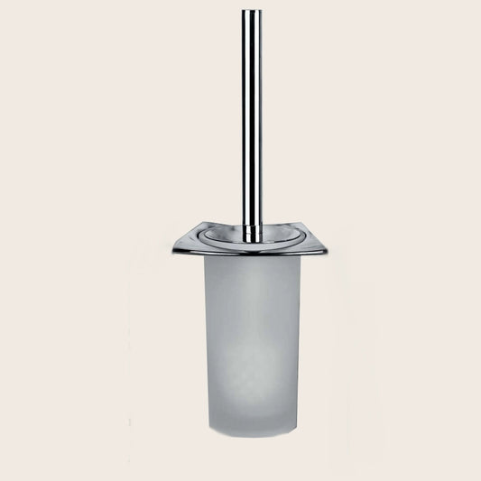 Colombo Land Portascopino a muro in Vetro Acidato cromo in lucido e naturale montato a parete, vista del design e della...