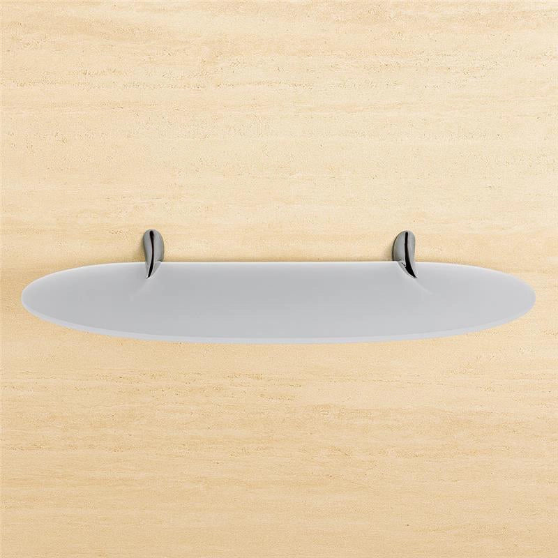 Colombo Link Mensola 64 cm in vetro cromo in vetro acidato e lucido installato in bagno moderno con ante in vetro...