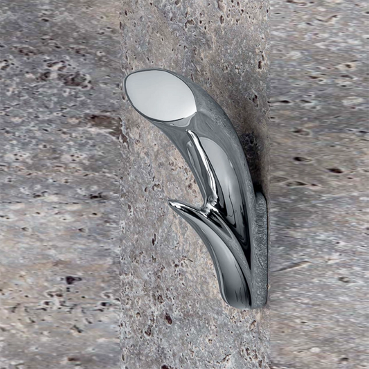 Colombo Link gancio appendino bagno Cromo ar27 in lucido montato a parete, vista del design e della finitura - Colombo Design