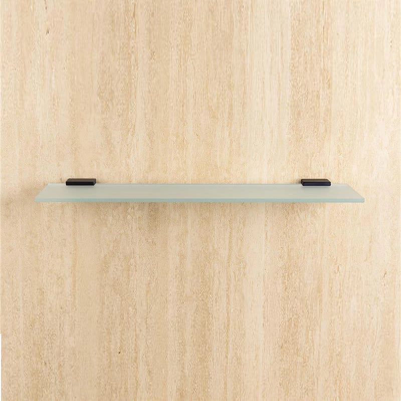 Colombo Look Mensola 60 cm in vetro Acidato supporti nero in opaco e naturale installato in bagno moderno con ante in...