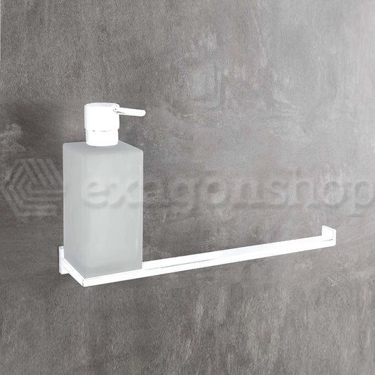 Colombo Look portasalvietta con dispenser bianco opaco in vetro acidato montato a parete, vista del design e della...