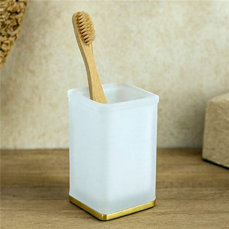 Colombo Lulu Bicchiere portaspazzolini da Appoggio in Vetro in vetro acidato e naturale montato a parete, vista del...