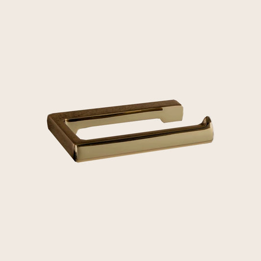 Colombo Lulu Porta Rotolo wc a muro in ottone oro montato a parete, vista del design e della finitura - Colombo Design