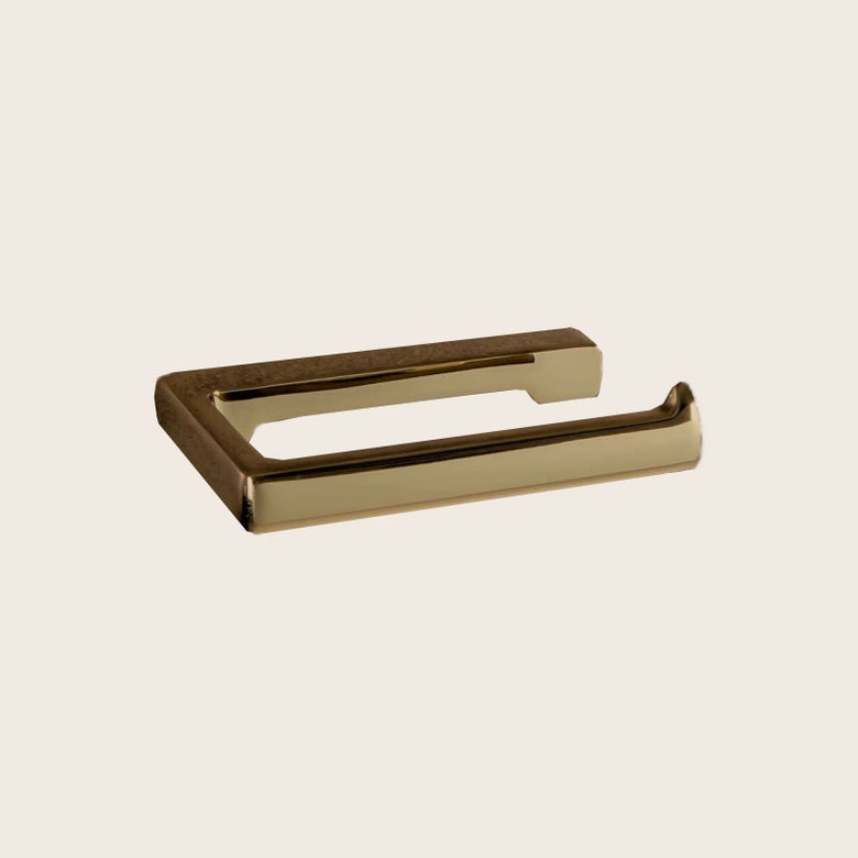 Colombo Lulu Porta Rotolo wc a muro in ottone oro montato a parete, vista del design e della finitura - Colombo Design