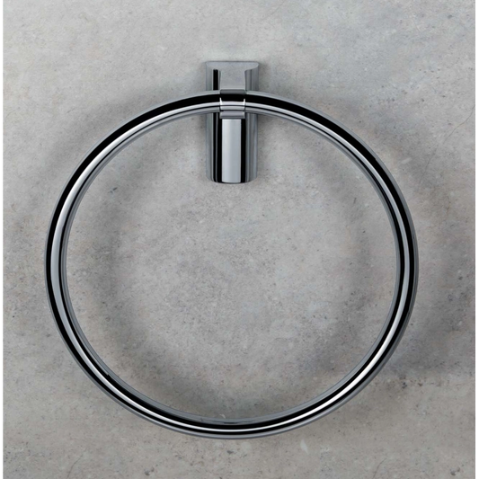 Colombo Luna portasciugamani ad anello Cromo montato a parete, vista del design e della finitura - Colombo Design