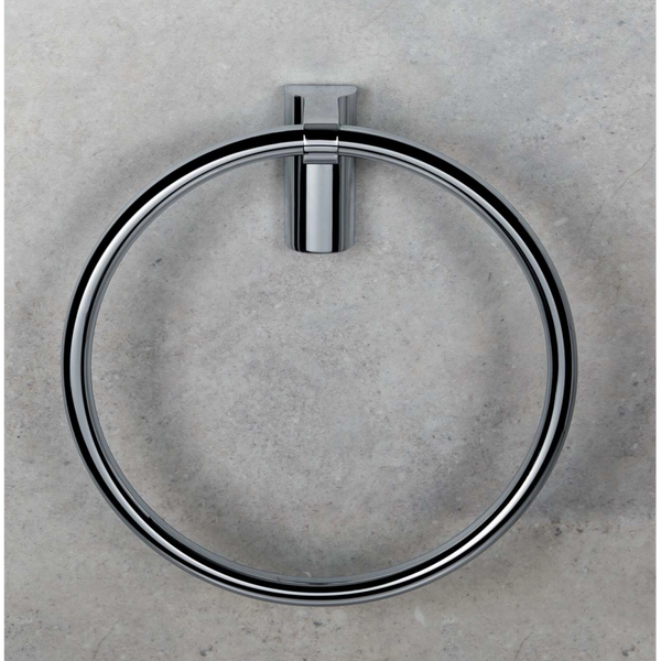 Colombo Luna portasciugamani ad anello Cromo montato a parete, vista del design e della finitura - Colombo Design