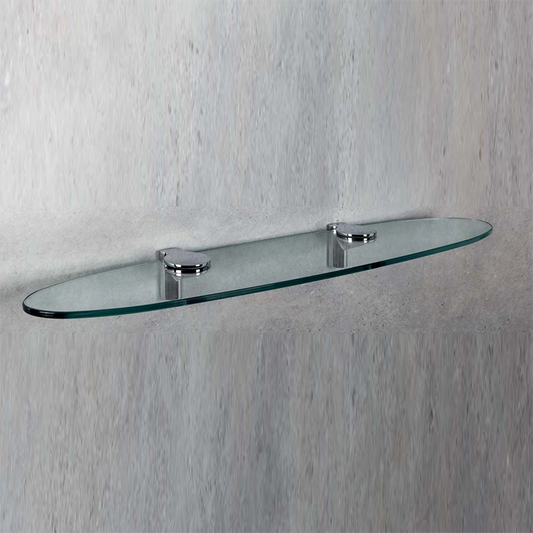 Colombo Luna Mensola bagno 72 cm in Vetro cromo installato in bagno moderno con ante in vetro temperato - Colombo Design