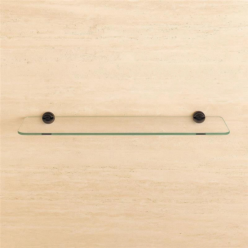 Colombo PLUS Mensola bagno 60 cm in vetro con supporti Nero in opaco installato in bagno moderno con ante in vetro...