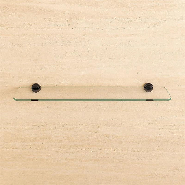 Colombo PLUS Mensola bagno 60 cm in vetro con supporti Nero in opaco installato in bagno moderno con ante in vetro...