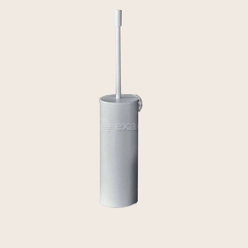 Colombo Plus Porta Scopino A Muro Bianco Opaco w4962 in vetro acidato e cromato montato a parete, vista del design e...