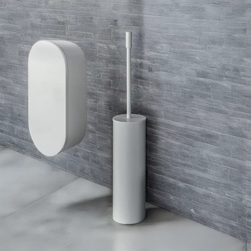 Colombo Plus Portascopino pavimento Bianco Opaco montato a parete, vista del design e della finitura - Colombo Design