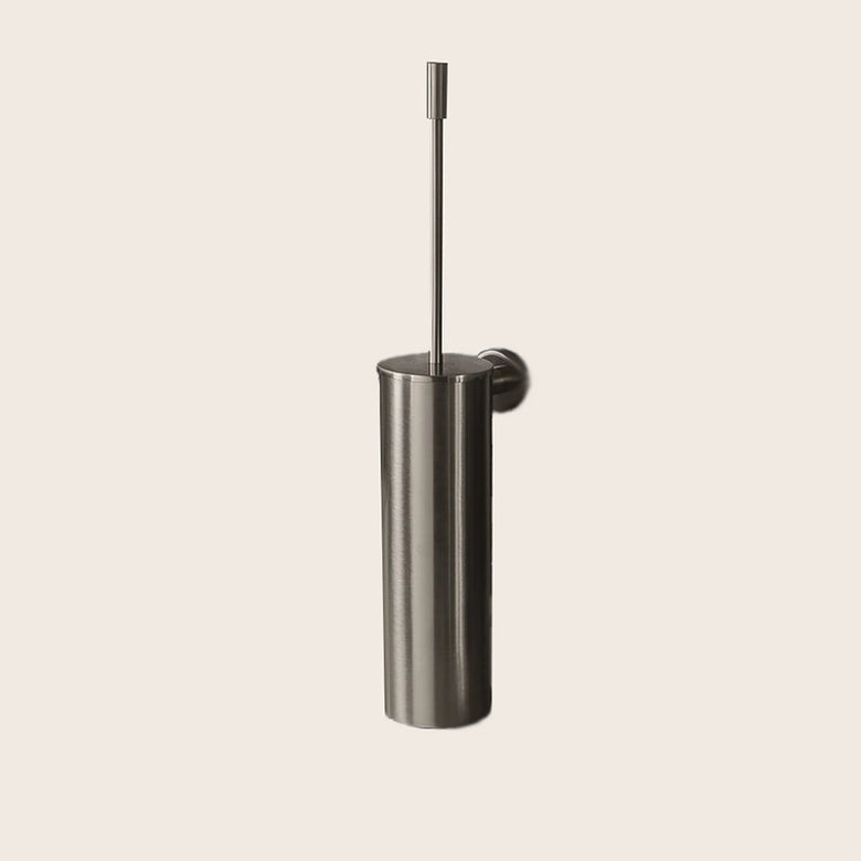 Colombo Plus Portascopino wc a muro zirconio W49620HPS1 Zirconium Ss Hps in acciaio inox montato a parete, vista del...