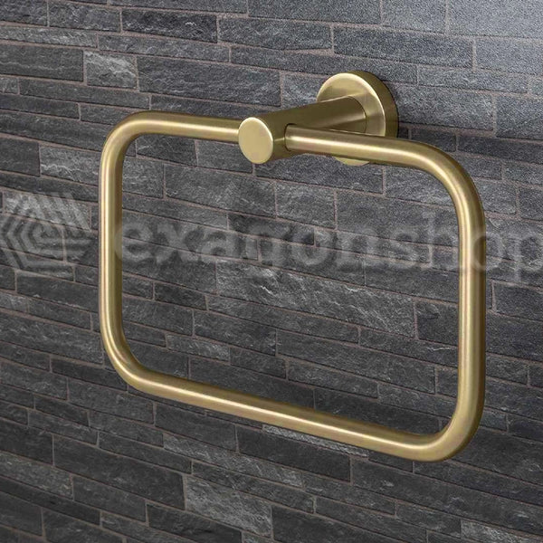 Colombo Plus portasciugamani Ad Anello Oro mat Oromat in opaco montato a parete, vista del design e della finitura...