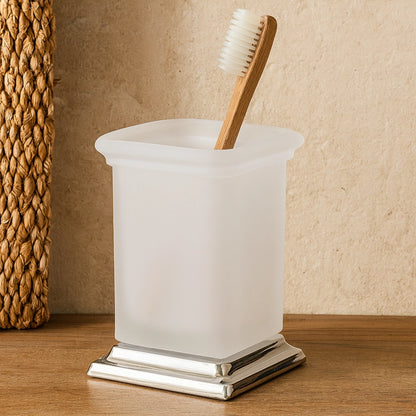 Colombo Portofino b32410cr portaspazzolini in vetro acidato naturale cromo