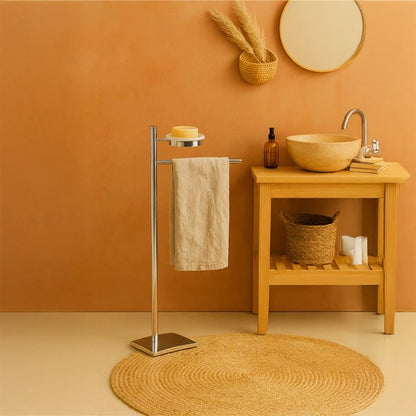 Colombo Square Piantana portasciugamani e portasapone cromo B9902